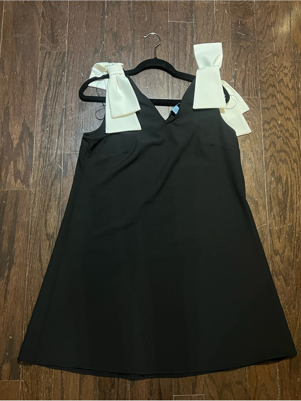 CeCe Black Dress with White Bow Straps